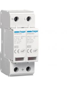 Parafoudre 2P T2 TNS/TT Uc 275V In 5kA Imax 15kA telesignalisation HAGER SPB215R