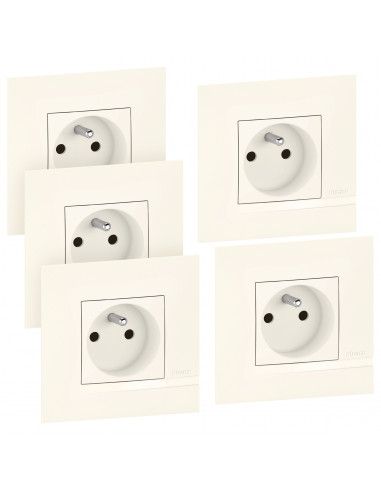 Lot de 5 prises de courant avec terre Altège complet finition Neige BTICINO BTAL52DL