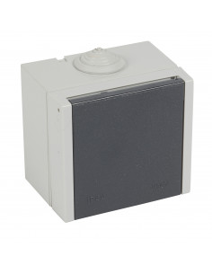 Prise étanche 3P+T à volet Plexo 20A 400V IP44 IK08 saillie gris LEGRAND 055705