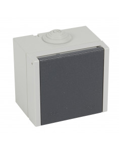 Prise étanche 3P+N+T à volet Plexo 20A 400V IP44 IK08 saillie gris LEGRAND 055707
