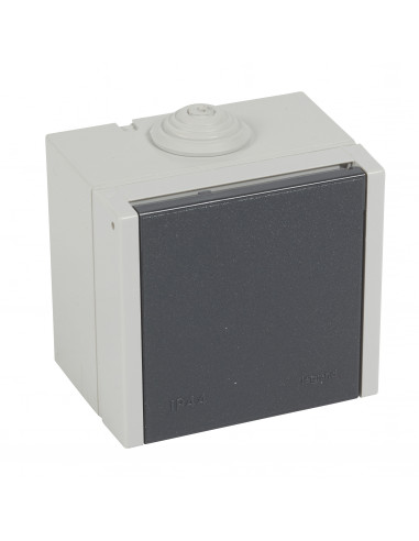 Prise étanche 3P+N+T à volet Plexo 20A 400V IP44 IK08 saillie gris LEGRAND 055707