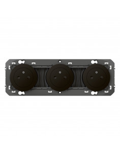Triple prise de courant 2P+T Surface dooxie 16A précâblées noir LEGRAND 600533