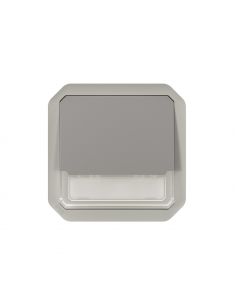 Poussoir NO-NF lumineux porte-étiquette avec voyant étanche Plexo 10A IP55 IK08 avec enjoliveur finition gris LEGRAND 069544L