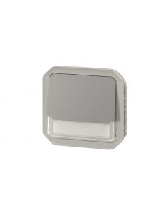Poussoir NO-NF lumineux porte-étiquette avec voyant étanche Plexo 10A IP55 IK08 avec enjoliveur finition gris LEGRAND 069544L 2