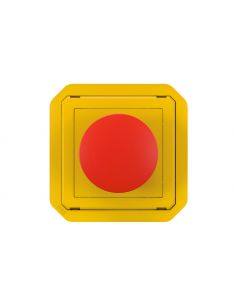 Coup de poing d'urgence poussoir à impulsion arrêt étanche Plexo IP55 avec enjoliveur jaune et bouton rouge LEGRAND 069547L