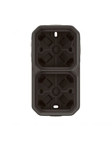 Boîtier saillie étanche Plexo 2 postes horizontaux et verticaux sans cloison avec 4 embouts à membrane anthracite LEGRAND 069602