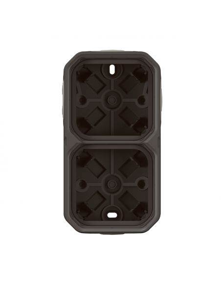 Boîtier saillie étanche Plexo 2 postes horizontaux et verticaux sans cloison avec 4 embouts à membrane anthracite LEGRAND 069602