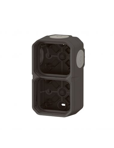 Boîtier saillie étanche Plexo 2 postes horizontaux et verticaux sans cloison avec 4 embouts à membrane anthracite LEGRAND 069602