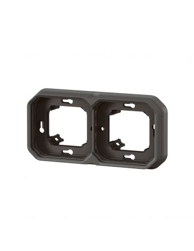Support plaque étanche pour montage encastré 2 postes horizontaux ou verticaux Plexo anthracite LEGRAND 069607L