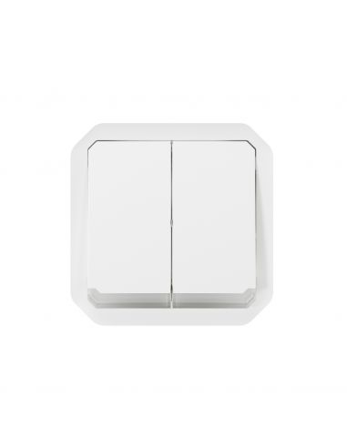 Commande double interrupteur ou poussoir lumineux Plexo composable blanc LEGRAND 069626L