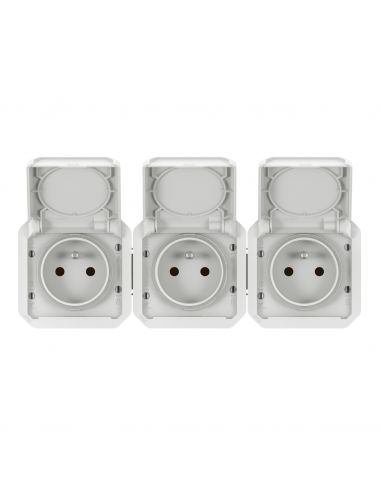 Prise de courant 3x2P+T horizontale Plexo composable blanc LEGRAND 069644L