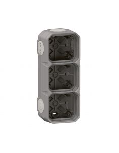Boîtier saillie à embouts 3 postes horizontaux et verticaux Plexo gris LEGRAND 069680L 2