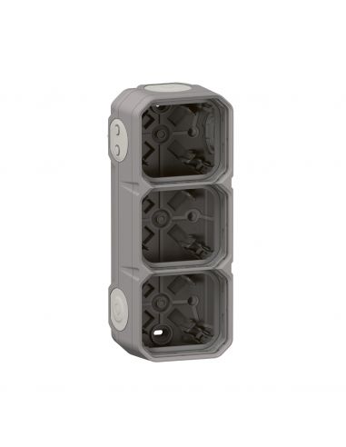 Boîtier saillie à embouts 3 postes horizontaux et verticaux Plexo gris LEGRAND 069680L