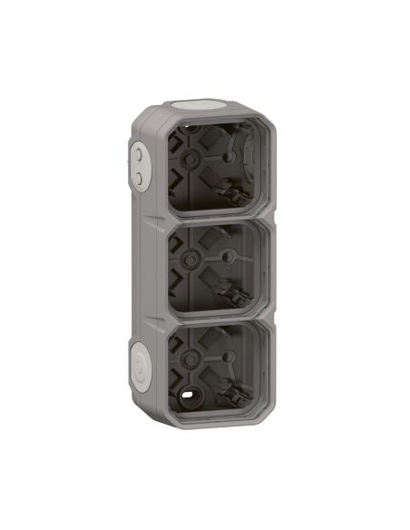 Boîtier saillie à embouts 3 postes horizontaux et verticaux Plexo gris LEGRAND 069680L