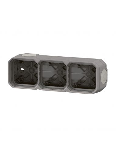 Boîtier saillie à embouts 3 postes horizontaux et verticaux Plexo gris LEGRAND 069680L