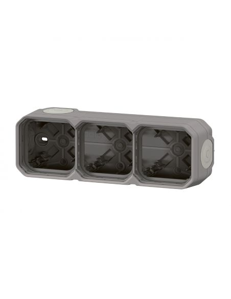Boîtier saillie à embouts 3 postes horizontaux et verticaux Plexo gris LEGRAND 069680L