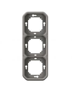 Support plaque étanche pour montage encastré 3 postes horizontaux ou verticaux Plexo gris LEGRAND 069687L