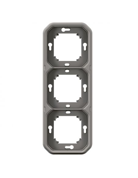 Support plaque étanche pour montage encastré 3 postes horizontaux ou verticaux Plexo gris LEGRAND 069687L