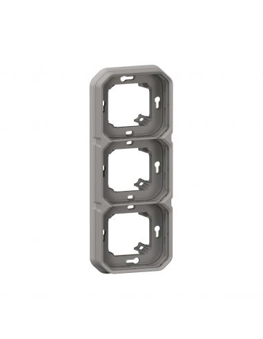 Support plaque étanche pour montage encastré 3 postes horizontaux ou verticaux Plexo gris LEGRAND 069687L