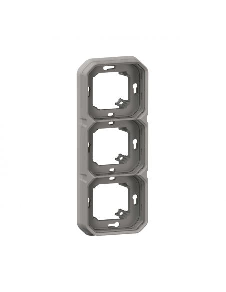 Support plaque étanche pour montage encastré 3 postes horizontaux ou verticaux Plexo gris LEGRAND 069687L