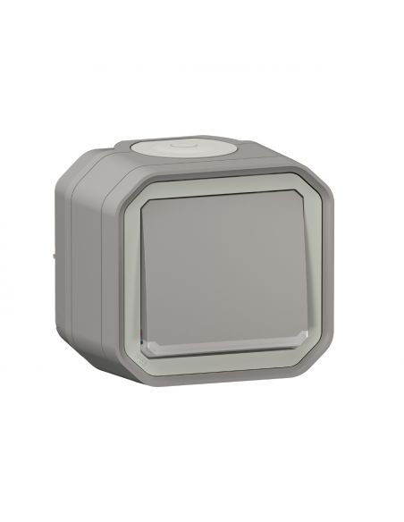 Interrupteur ou va-et-vient témoin 10AX 250V Plexo complet saillie gris LEGRAND 069712L