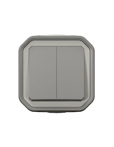 Commande double interrupteur ou poussoir Plexo complet saillie gris LEGRAND 069715L