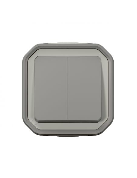 Commande double interrupteur ou poussoir Plexo complet saillie gris LEGRAND 069715L