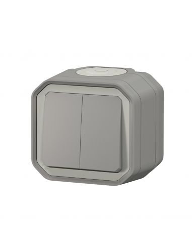 Commande double interrupteur ou poussoir Plexo complet saillie gris LEGRAND 069715L