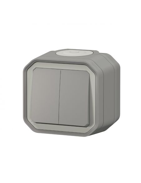 Commande double interrupteur ou poussoir Plexo complet saillie gris LEGRAND 069715L