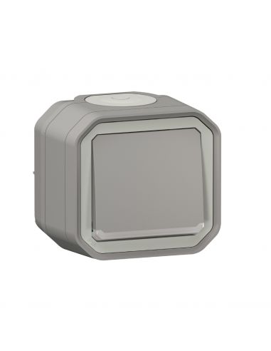 Poussoir NO lumineux Plexo complet saillie gris LEGRAND 069722L