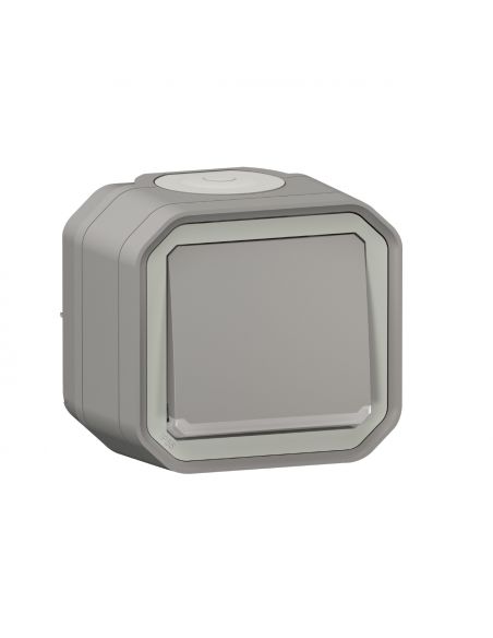 Poussoir NO lumineux Plexo complet saillie gris LEGRAND 069722L