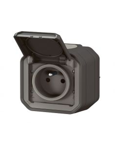 Prise de courant 2P+T Plexo complet saillie anthracite LEGRAND 069791L 2