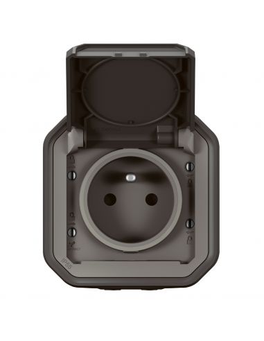 Prise de courant 2P+T Plexo complet saillie anthracite LEGRAND 069791L