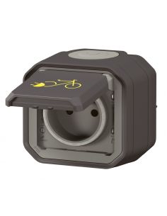 Prise de courant Plexo pour recharge vélo électrique complet saillie anthracite LEGRAND 069787L