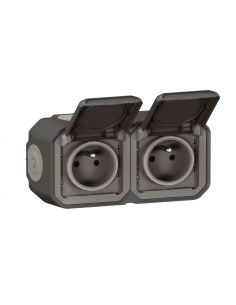 Prise de courant 2x2P+T horizontale Plexo complet saillie anthracite LEGRAND 069788L 2