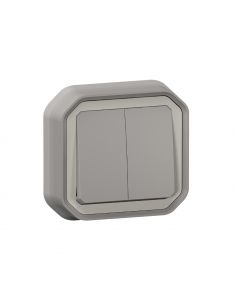 Commande double interrupteur ou poussoir Plexo complet encastré gris LEGRAND 069815L