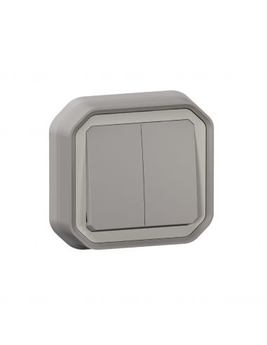 Commande double interrupteur ou poussoir Plexo complet encastré gris LEGRAND 069815L