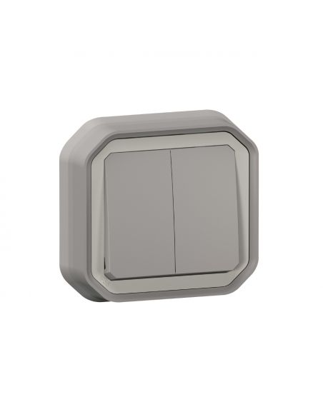 Commande double interrupteur ou poussoir Plexo complet encastré gris LEGRAND 069815L