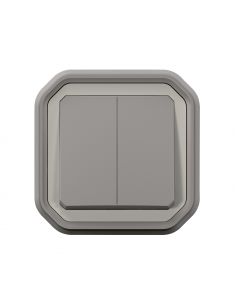 Commande double interrupteur ou poussoir Plexo complet encastré gris LEGRAND 069815L 2