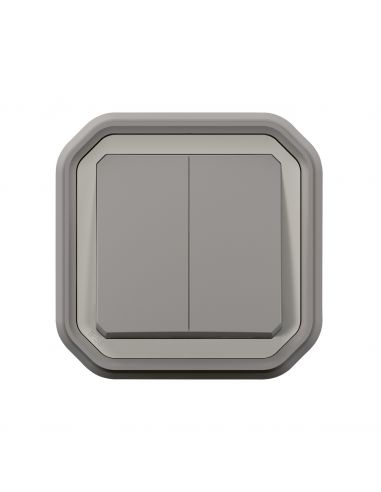 Commande double interrupteur ou poussoir Plexo complet encastré gris LEGRAND 069815L