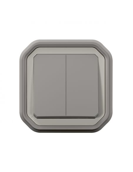 Commande double interrupteur ou poussoir Plexo complet encastré gris LEGRAND 069815L