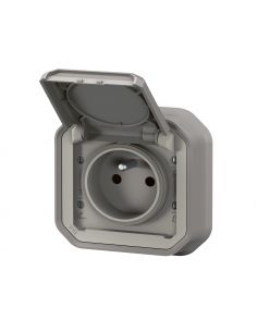 Prise de courant 2P+T Plexo complet encastré gris LEGRAND 069831L