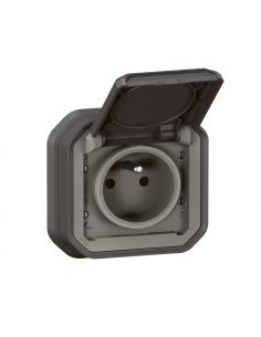 Prise de courant 2P+T Plexo complet encastré anthracite LEGRAND 069860L