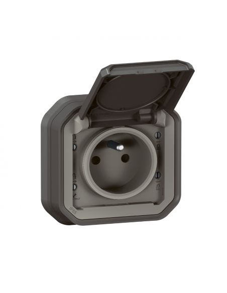 Prise de courant 2P+T Plexo complet encastré anthracite LEGRAND 069860L