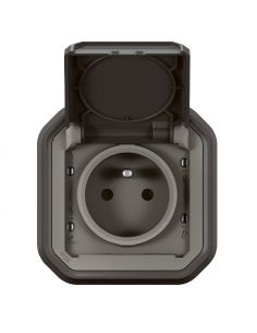 Prise de courant 2P+T Plexo complet encastré anthracite LEGRAND 069860L 2