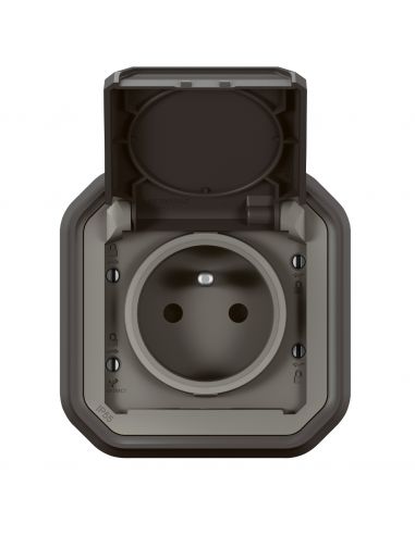 Prise de courant 2P+T Plexo complet encastré anthracite LEGRAND 069860L