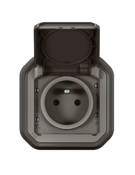 Prise de courant 2P+T Plexo complet encastré anthracite LEGRAND 069860L