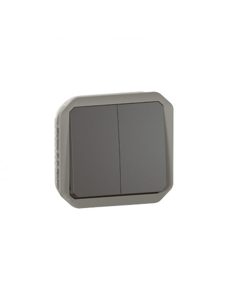 Commande double interrupteur ou poussoir Plexo composable anthracite LEGRAND 069805L