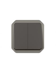 Commande double interrupteur ou poussoir Plexo composable anthracite LEGRAND 069805L 2