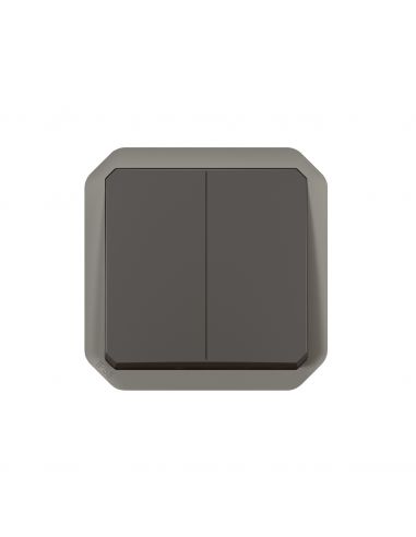 Commande double interrupteur ou poussoir Plexo composable anthracite LEGRAND 069805L